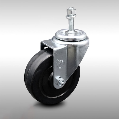 Service Caster 4 Inch SS Soft Rubber Wheel Swivel 3/8 Inch Threaded Stem Caster SCC-SSTS20S414-SRS-381615